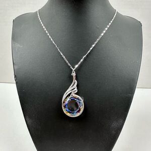 Kate Lynn Dazzling Crystal Phoenix Rhinestone Pendant Necklace Silver